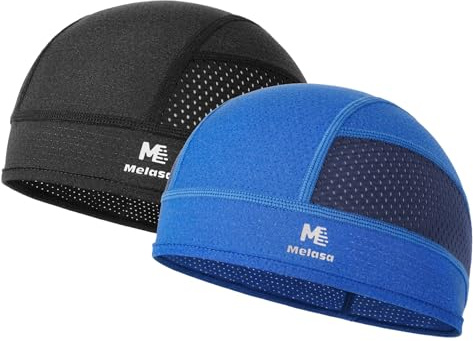 MELASA 2-Pack Cooling Skull Cap, Wicking Mesh Cycling Caps Under Helmet