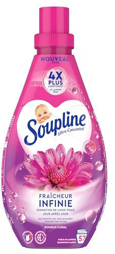 SOUPLINE - Adoucissant Fraîcheur Infinie Bonheur Floral - Parfum Longue Durée - 800ml