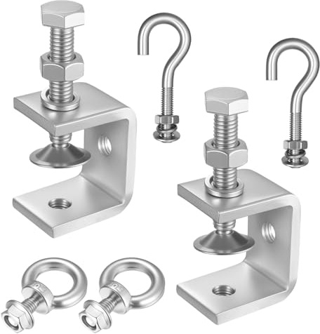 6 morsetti a C in acciaio inossidabile, morsetti a C regolabili in metallo, morsetti Tiger con gamma di serraggio da 0-25 mm, morsetti a G resistenti con ganci e bulloni ad occhiello, per la