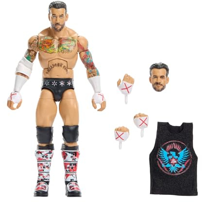 Mattel WWE Elite Collection Top Picks Action Figures & Accessories Set, 6-inch Collectible CM Punk with Swappable Hands & Ring Gear (Styles May Vary)