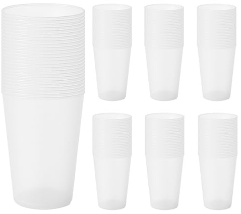 Vasos Plástico Duro 500 ml - 50, 100 ó 450 Vasos - Reutilizables de Polipropileno Eco Sin BPA – Multicolor para Fiestas, Camping y Oficina – Ideales para Sidra, Cubatas, Cerveza (100, Transparente)
