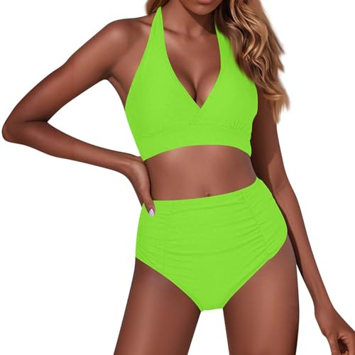 LOKLNEYK Traje De Baño Mujer, Bañador Menstrual Mujer Vientre Plano Deportivos Tankini Moldeador Comodos Bikini Playa Tallas Grandes Ligeros Natacion Clothes 2#Verde Fluorescente L