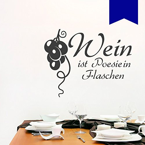 WANDKINGS Wandtattoo Wein ist Poesie in Flaschen. 40 x 31 cm verkehrsblau - erhältlich in 33 Farben