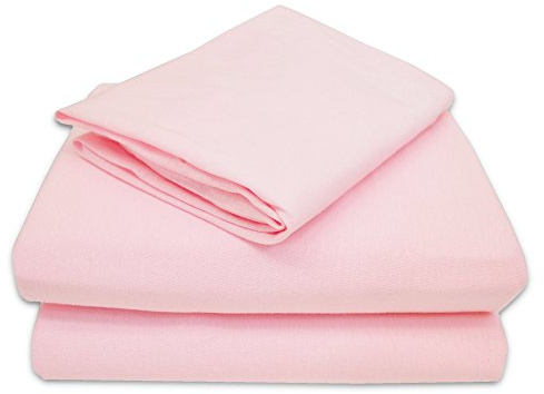 American Baby Company 28 x 52 100% Natural Cotton Jersey Knit Toddler/Crib Sheet Set – 3-Piece Soft & Breathable Crib/Toddler Bedding Set, Pink, for Girls and Boys