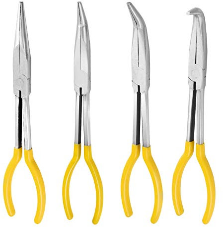 4 Stück Spitzzange, 0 ° 25 ° 45 ° 90 ° 11 Knipex Zange Set, Extra Lang Telefonzange für Heimwerken & Heimgebrauch