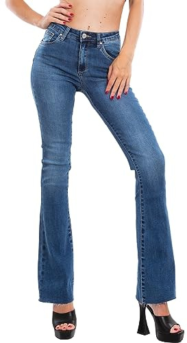 Toocool Jeans pour Femme, Pantalons Bootcut pour Femme, Pantalons Flare en Coton pour Femme, Jean Flare AF108 [L, Bh6439 Bleu]