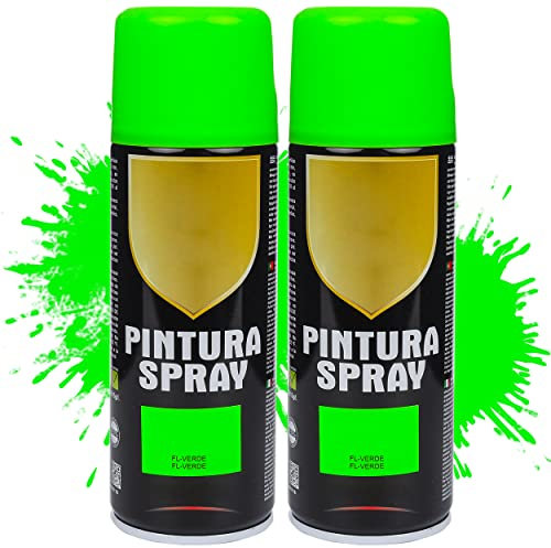 Etrexonline Pintura Spray Multicolor Profesional 400ml Adecuado Metal Madera y Plástico - Color Verde fluorescente (Paquete de 2)