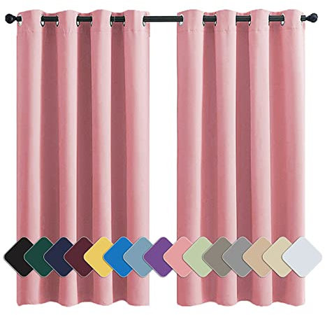 MENGH Rideaux Occultants Opaque 140x160cm Rose Rideaux Velours Opaques, Isolant Thermique dans de Nombreuses Couleurs, pour Chambre, Salon, Bureau