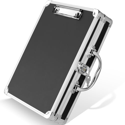 Sooez Key Lock Clipboard Storage Box, Heavy Duty Clipboard with Storage, Metal Locking with Handle, Lock Box Maximum Security - Holds Letter Size Paper, 12.6 x 9.6 inch