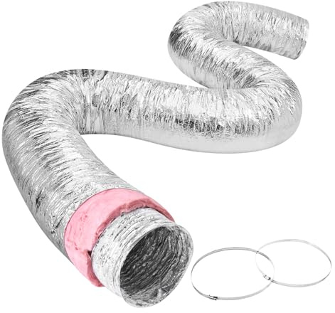 VEVOR Aluflexschlauch 7620mm lang Lüftungsschlauch Φ208mm Alu Flexrohr Luftkanal R-6 Thermischer Widerstandswert 25mm Rohrstärke Alurohr Schlauch Owens Corning-Isolierwatte Luftleitungen