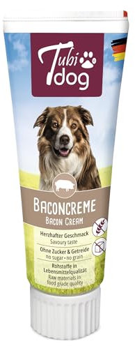 Tubi DOG Delikatess Baconcreme | 12 x 75 g | Ergänzungsfuttermittel für Hunde | Zuckerfrei