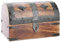 Ajuny Baule del Tesoro Pirata in Legno Fatto a Mano 23×15×15 cm (9×6×6 pollici) - Scatola Portagioie Vintage con Strisce di Conchiglie, Organizer Gioielli e Ricordi, Decorazione Casa, Idea Regalo