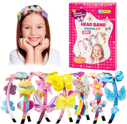 JOYSAL Haarreif DIY Mädchen Bastelset, 6 Haarbänder, 6 bunte Bänder, 36 Ornamente, ab 5 Jahren, Ostergeschenk für Mädchen 5-10 Jahre