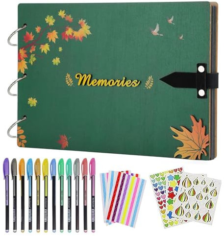 ZEEYUAN Fotoalbum Scrapbook Ahorn DIY Fotobuch 60 Schwarze Seiten Reise Scrapbook Album als Geschenk für Weihnachten Geburtstag Hochzeitstag