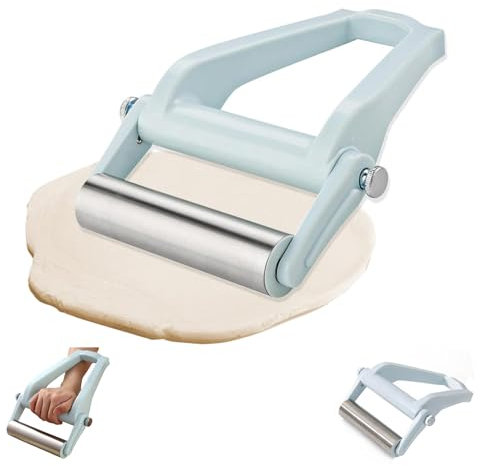 YFaith Rodillo Reposteria 304 Acero Inoxidable, con Mango Rodillo Amasar, Largo 26,2 cm Plegable Rodillo Cocina, Ancho 15,2 cm Rodillo con Tornillos, para Ravioles y Masa