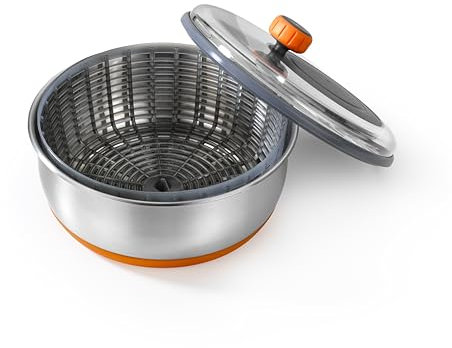BRA Efficient | Centrifugadora de ensalada, Acero Inoxidable 18/10 con base de Silicona Antideslizante, Capacidad 4 L, Apto como Bol para Servir