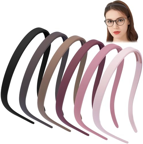 Auiremrti 6 pezzi fasce per portatori di occhiali, senza pressione, nessun mal di testa, fascia quadrata, fascia per occhiali da sole per donna, fasce donna, antiscivolo, con denti