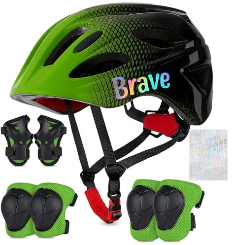 EllaSeek Kids Helmet 3-8 Adjustable Toddler Helmets with Kids Knee Pads and Elbow Pads Set for Cycling, Scooters, Skateboarding, Skating
