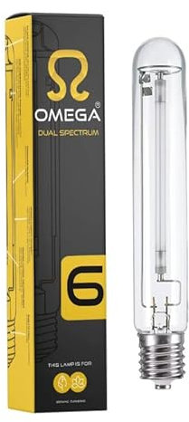 Omega Lighting 600W HPS Dual Spectrum Grow Light Bulb | E40 Fitting | Hydroponic Indoor Grow Lamp for Vegetative & Flowering Stage | High Pressure Sodium