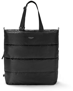 LARKSON Borsa a Tracolla Donna Nero - Greta - Puffy Tote Bag - Borsa a Spalla Trapuntata per Lavoro, Shopping, Università - Reversibile - Idrorepellente