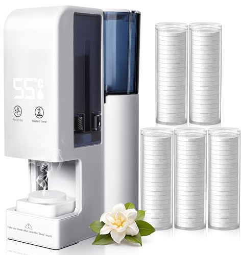 Hot Face Towel Heater Machine, Automatic Disposable Towel Warmer with Steam, 5-Second Heating, 55°C Constant Temperature, Portable Face Towel Steamer (1PC Towel Machine+100PCS Towels)