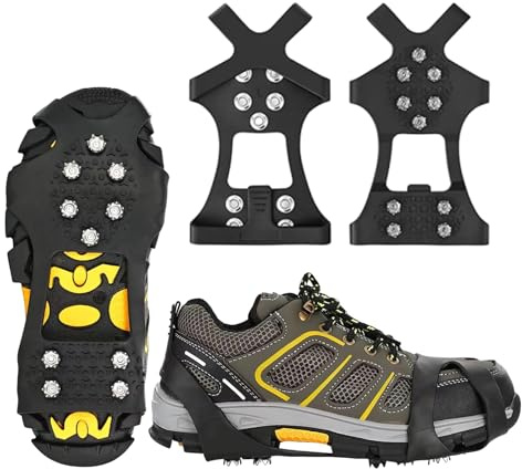 Crampons Neige Chaussures, Crampon d'hiver, 10 Dents en Acier, Crampon à Enfiler, ChaîNes AntidéRapantes, Crampons pour Chaussures De RandonnéE (M(35-39))