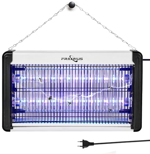 FRAXINUS Lámpara Matamoscas, Antimosquitos Electrico, Caza Moscas, 2 * 6,5W UVA-LED Lampara para Mata Mosquitos e Insectos, Control Multi-Insecto, Potencia 3500V, Efecto 100-150 m². (1,5 m Cable)