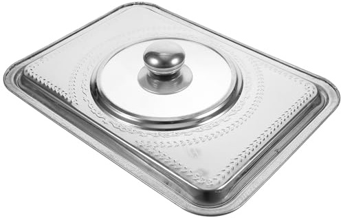 HOUDERCO Tapa de Bandeja de Barbacoa Rectangular en Acero Inoxidable para Cocinar Filetes y Pescado, Cubierta Multiusos para Alimentos, Recomendada para Uso en Hoteles y Hogares