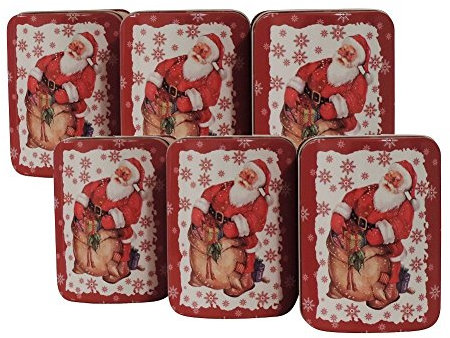 mikken 6x kleine Keksdose, Weihnachtsdose Metalldosen in Truhenform