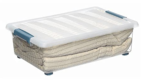 DOMO PACK LIVING CAJA KATLA TRANSPARENTE 28L CON RUEDAS Y ASAS ERGONOMICAS 59X39X18,5CM