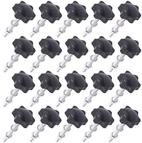Mardatt 20 Set di pomelli a stella M6 x 50 mm con manopola a mano a vite per serraggio, filettatura maschio e metrica con dadi esagonali in acciaio inox 304 e kit di rondella piatta