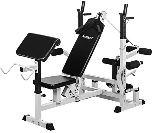 MOVIT Kraftstation PRO, Dip-Station, Butterfly, Curlrack, Beincurler, Seilzug, weiß