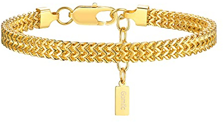 Gamtic Bracciale Uomo Acciaio Inossidabile: Bracciali Uomo Argento 316L con 3CM Catena Estesa e Confezione Regalo Gratuita (Oro)