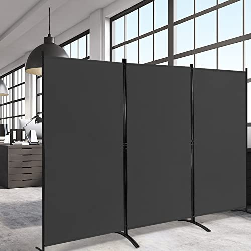 GiantexUK Foldable 3-Panel Room Divider, Movable Wall Privacy Separator, Screen Protector for Bedroom, Living Room and Balcony (Black) | Movable Wall Privacy Separator, Screen Protector for Bedroom, Living Room and Balcony