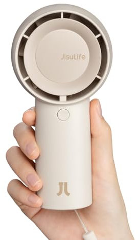 JISULIFE Mini Ventilateur Turbo Portable [16H Max] Personnel, Rechargeable USB 4000mAh, Petit Ventilateur de Poche à Piles avec 5 Vitesses-Marron