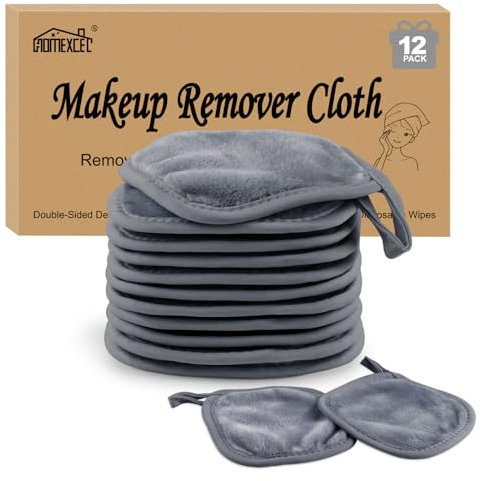 HOMEXCEL Abschminktuch aus Mikrofaser - Wiederverwendbar Waschbar Ultraweich Mikrofaser Gesichtsreinigungstuch für Alle Hauttypen- Make-Up Entferner Tuch Grau(5 x 5inch 12 Stück)