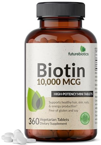 Futurebiotics Biotin 10,000 MCG High Potency Tablets Supports Healthy Hair, Skin & Nails & Energy Production, Non-GMO, 360 Vegetarian Tablets