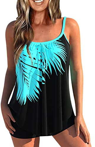 Tankini de Baño Mujer 2024 Tallas Grandes Reductores Conjuntos Dos Piezas Mujer Moldeador Niña Swimsuit Verano Deportivo Sexy Trikini Natacion Brasileño Arena Bañador Swimwear Negro 4XL