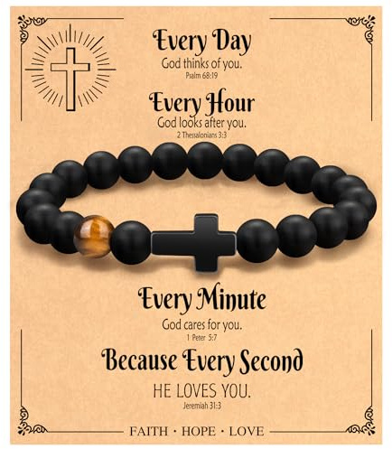 Christian Grandparents-Day Gifts for Men, Religious Cross Bracelet for Him