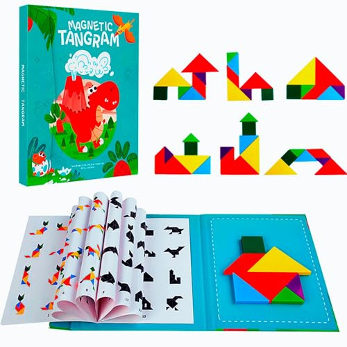 ALPESU KIDS - Tangram Magnético Infatil en Forma de Libro - Juguetes Creativo y Educativo para Niños de 3 4 5+ Años - Juegos de Formas Magnéticas con 7 Piezas - Ideal para Viajes y Regalos Infantiles
