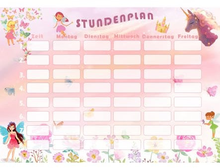 T TAKONE Einhorn Stundenplan magnetisch - stundenplan abwischbar mit Whiteboard-Markern beschreibbar, Wieder ablösbar - Perfekt Einschulungsgeschenk für 1. Klasse Mädchen