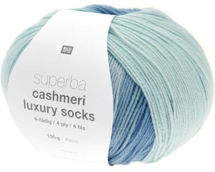Rico Design Superba Cashmeri Luxury Socks de lana con calcetines de 4 hilos – 100 g de suavidad y lujo para tus pies