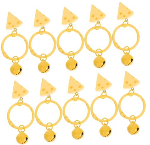 Gadpiparty 10pcs Cute Cheese Keychains with Bell Candy Dessert Keyring Backpack Purse Pendant Birthday Party Favors Key Chains Bag Charms Key Chain Accessories for Women Kids