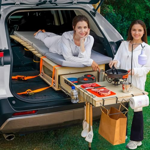 JAGAHAHA SUV Sleeping Bed Platform, Slide Out Trunk Overland Kitchen, 30s Quick Setup