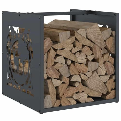 Tomostar Range Bûche Vertical, Range Bois Étagère à Bûches Support pour Bois de Cheminée Portant de bois chauffage anthracite 40x40x40 cm