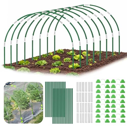 Kuvarix Archi per Serra Orto, 30 Pezzi Cerchi da Giardino per Serra con 18 Clip, Archi Tunnel Flessibili e Antiruggine per Copertura Piante, Orto Rialzato, Mini Serra e Teli Protettivi da Giardino