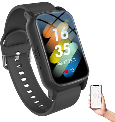 DEaThsalL Watch for Elderly with Fall Detection Smartwatch HD Personal Alarm Reminder Waterproof Fitness Tracker Preventing Getting Lost Emergency Watch for Seniors Black