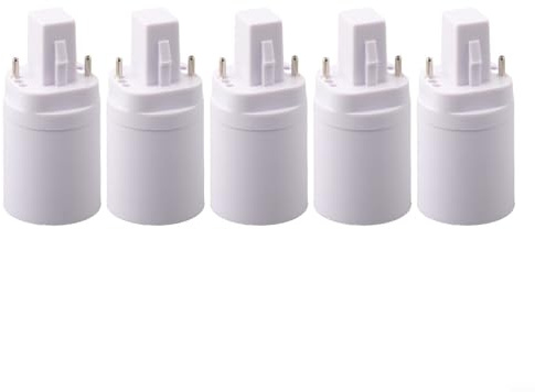 Confezione da 5 adattatori da G24 a E27, convertitore G24 a 2 pin per attacco a vite Edison, convertitore base portalampada, accessori per (5 pezzi)