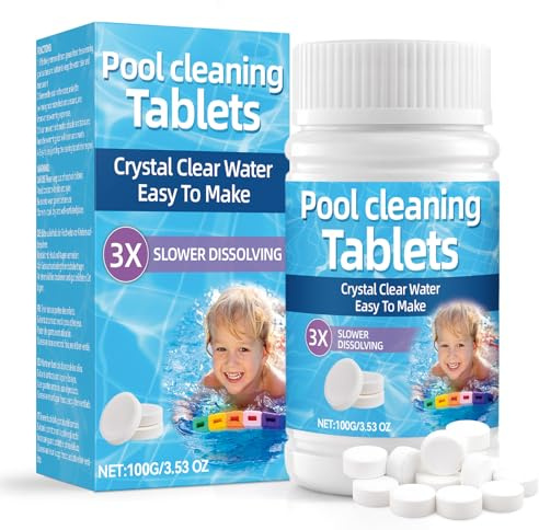 Cloro Pastiglie per Piscina, 100g di Pastiglie di Cloro a Lenta Dissoluzione e Lunga Durata per Piscine, Vasche Idromassaggio, Spa e Vasche da Bagno