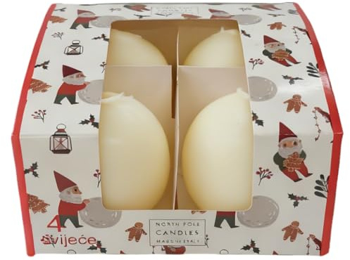 Cereria Di Giorgio - 4 Velas esfera - Color marfil - Diámetro 6 cm - Duración 15 horas - Estuche decorado - Idea regalo Navidad - Colección Navidad